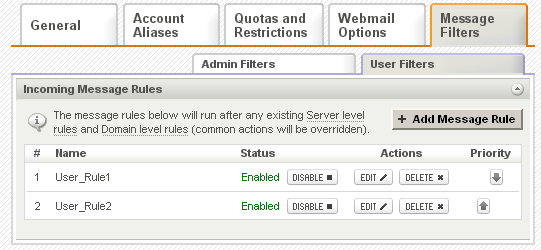 Account User Filters