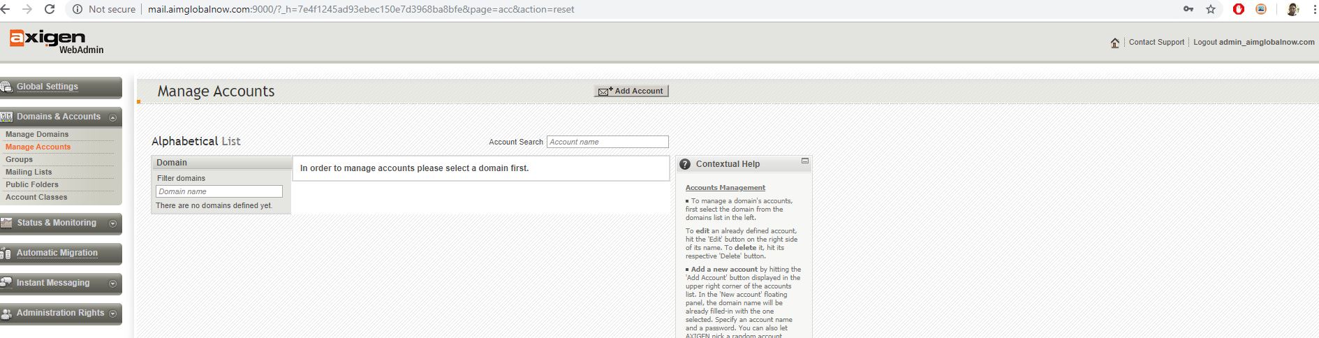 Email domain missing - WebMail - Axigen Community Forum