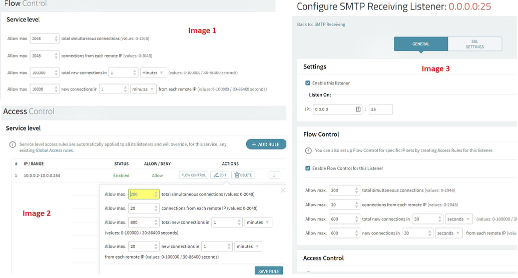 Connection rejected due to servicelevel rules General Configuration