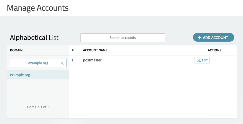 Managing accounts in Axigen