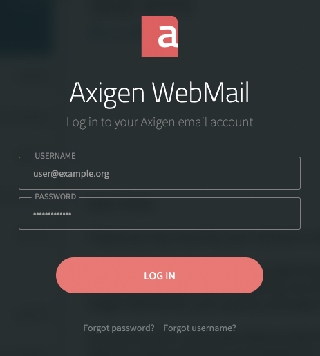 Logging into Axigen WebMail