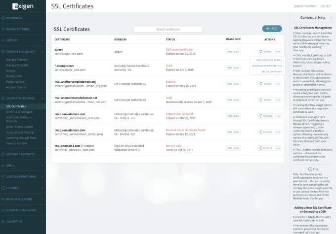 View SSL certificates list
