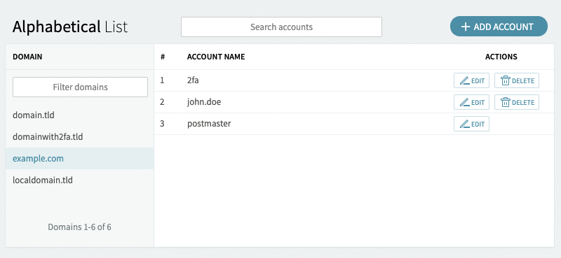 Managing Accounts in Axigen