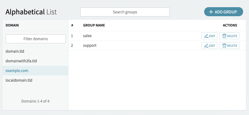 Managing Groups in Axigen