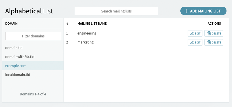 Managing Mailing Lists in Axigen