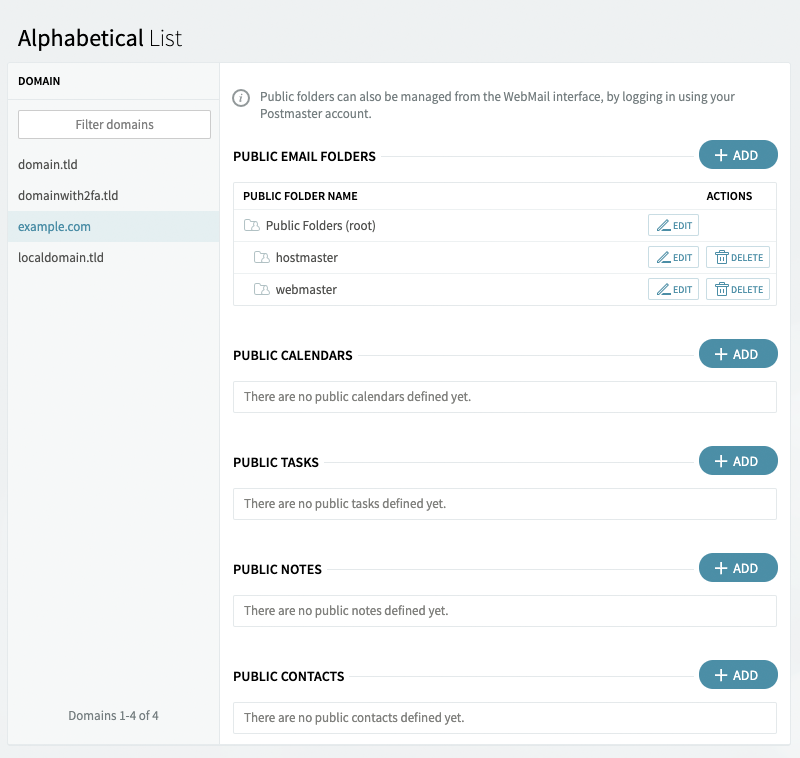 Managing Public Folders in Axigen