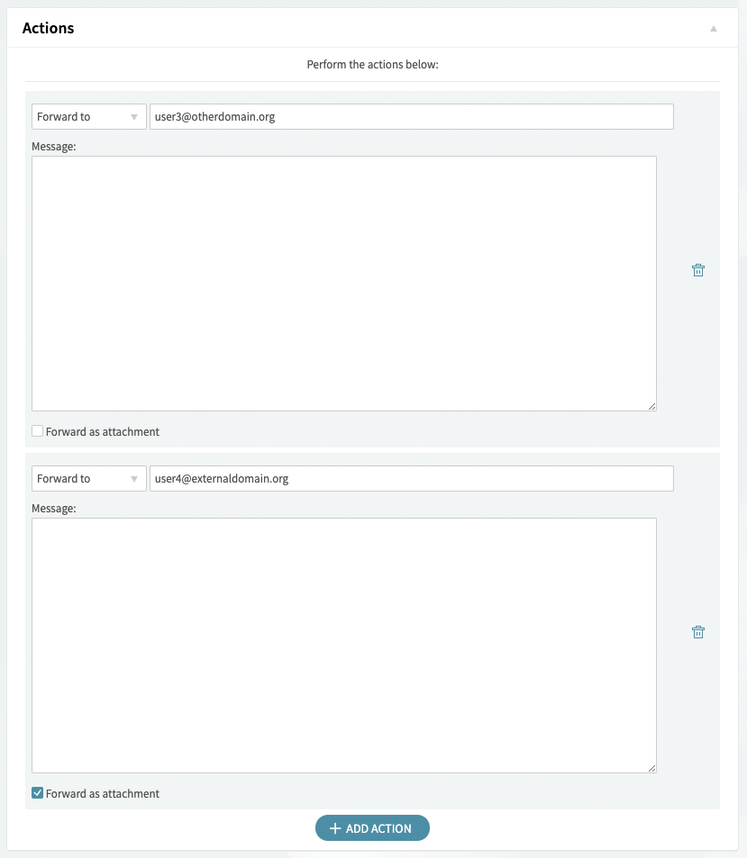 Forwarder actions