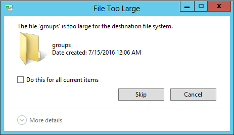 The file that you are trying to use is too large Error message